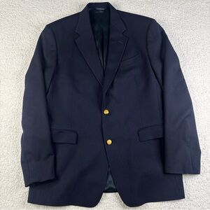 Vintage Burberry Navy Blazer Gold Buttons 100% Wool 42L